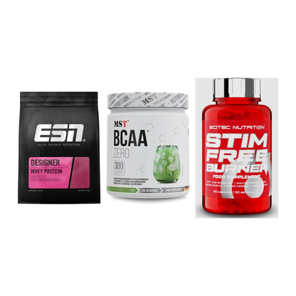 Definitionsphase-Set: ESN Designer + MST BCAA Zero + Scitec Stim – alle enthaltenen Artikel