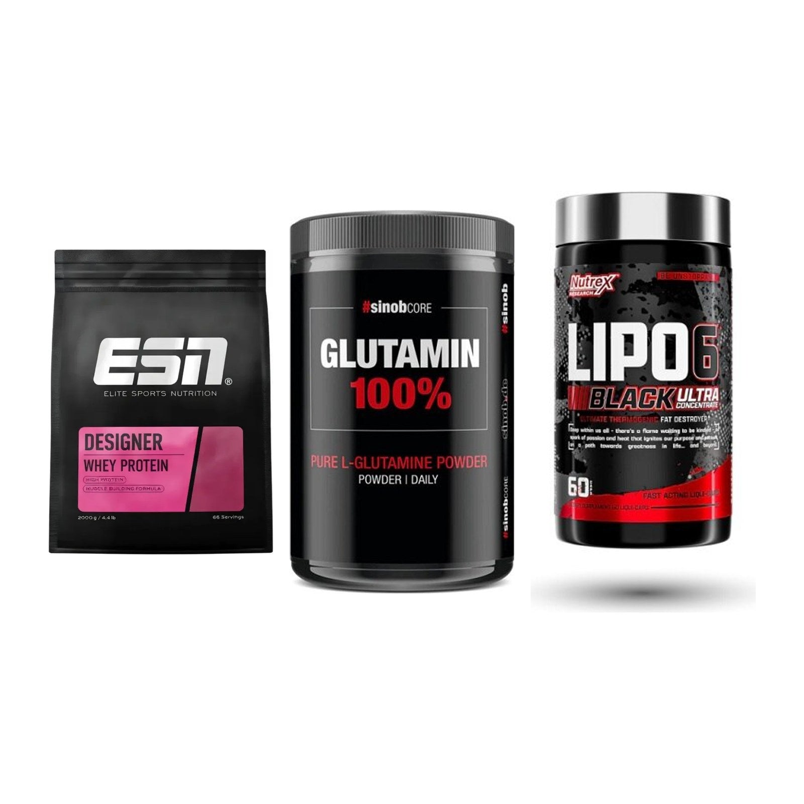 Definitionsphase-Set: ESN Designer + Sinob Core + Nutrex Lipo 6 – alle enthaltenen Artikel