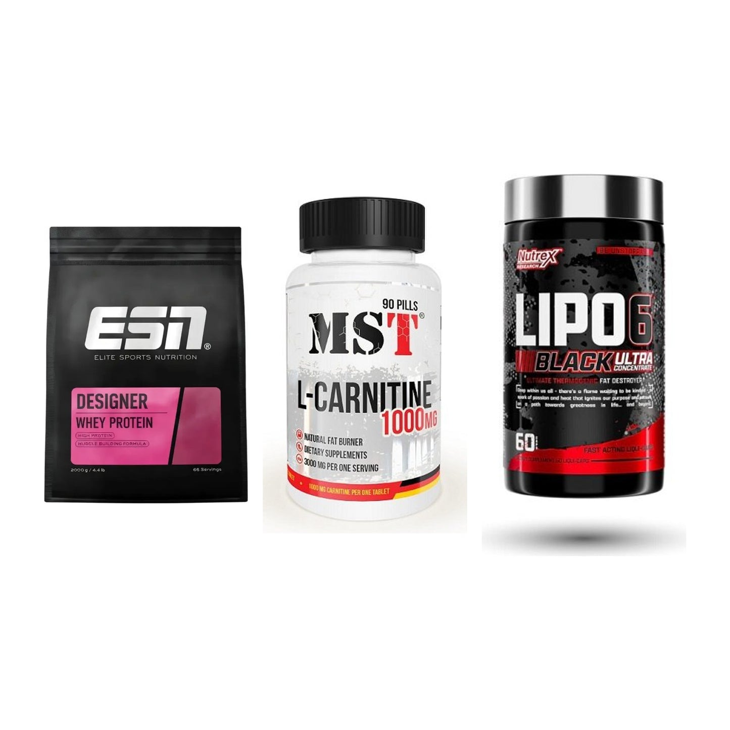 Definitionsphase-Set: ESN Designer + MST L-Carnitin + Nutrex Lipo 6 – alle enthaltenen Artikel