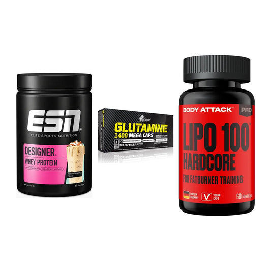 Definitionsphase-Set: ESN Designer + Olimp L-Glutam + Body Attack – alle enthaltenen Artikel