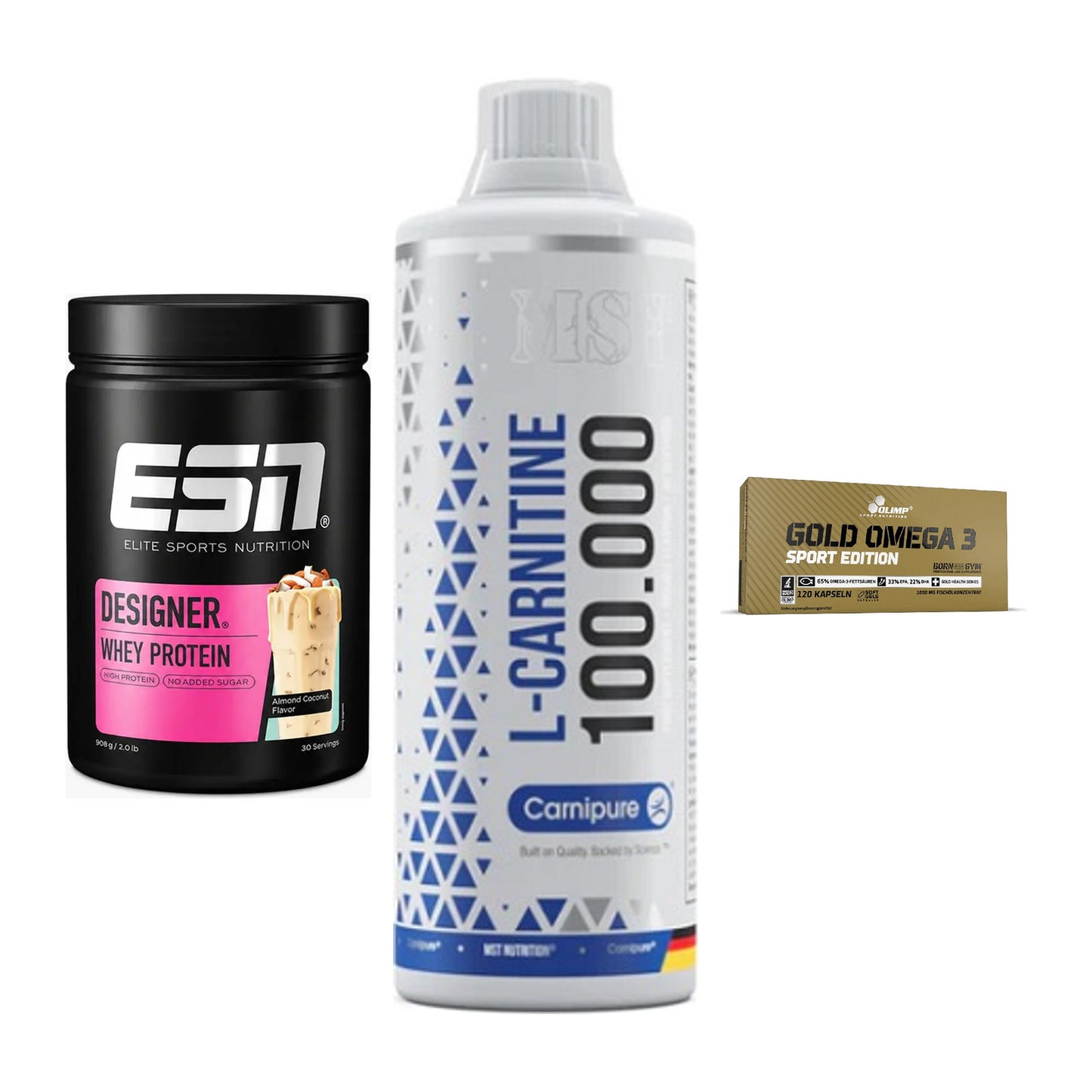 Definitionsphase-Set: ESN Designer + MST L-Carnitin + Olimp Omega 3 – alle enthaltenen Artikel