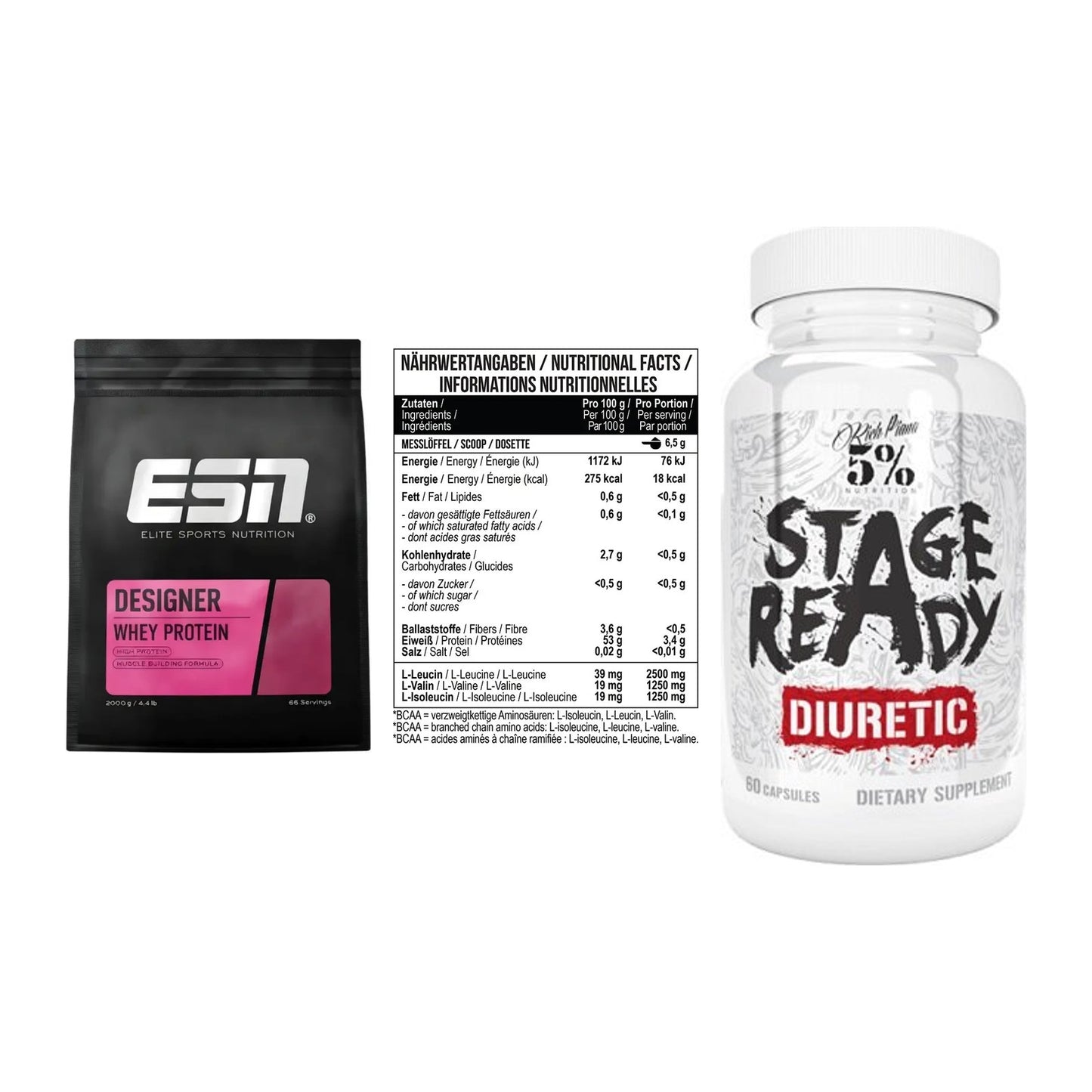 Definitionsphase-Set: ESN Designer + MST BCAA Zero + 5% Nutrition – alle enthaltenen Artikel