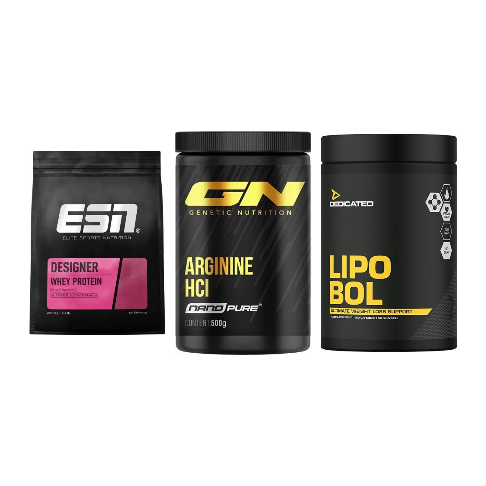 Definitionsphase-Set: ESN Designer + GN Arginine + Dedicated – alle enthaltenen Artikel