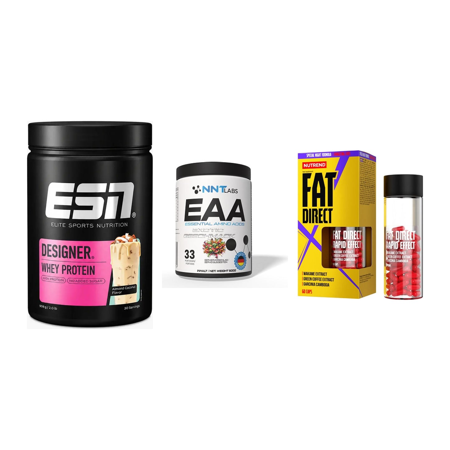 Definitionsphase-Set: ESN Designer Whey + NNT EAA + Nutrend Fat Direct – alle enthaltenen Artikel