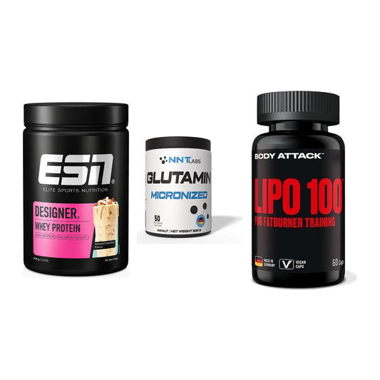 Definitionsphase-Set: ESN Designer + NNT Glutamin + Body Attack – alle enthaltenen Artikel