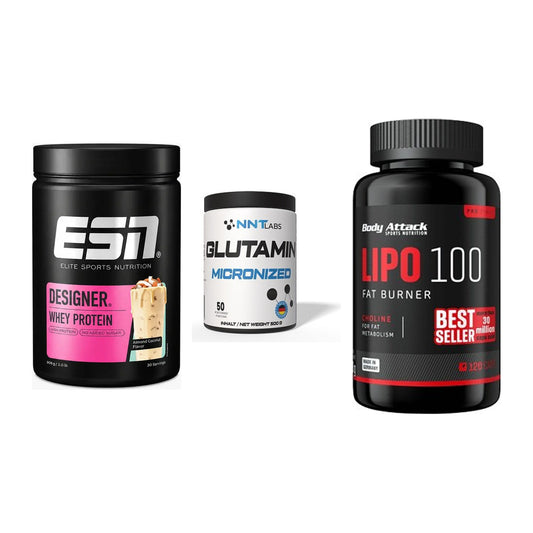 Definitionsphase-Set: ESN Designer + NNT Glutamin + Body Attack – alle enthaltenen Artikel
