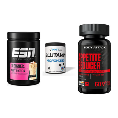 Definitionsphase-Set: ESN Designer + NNT Glutamin + Body Attack – alle enthaltenen Artikel