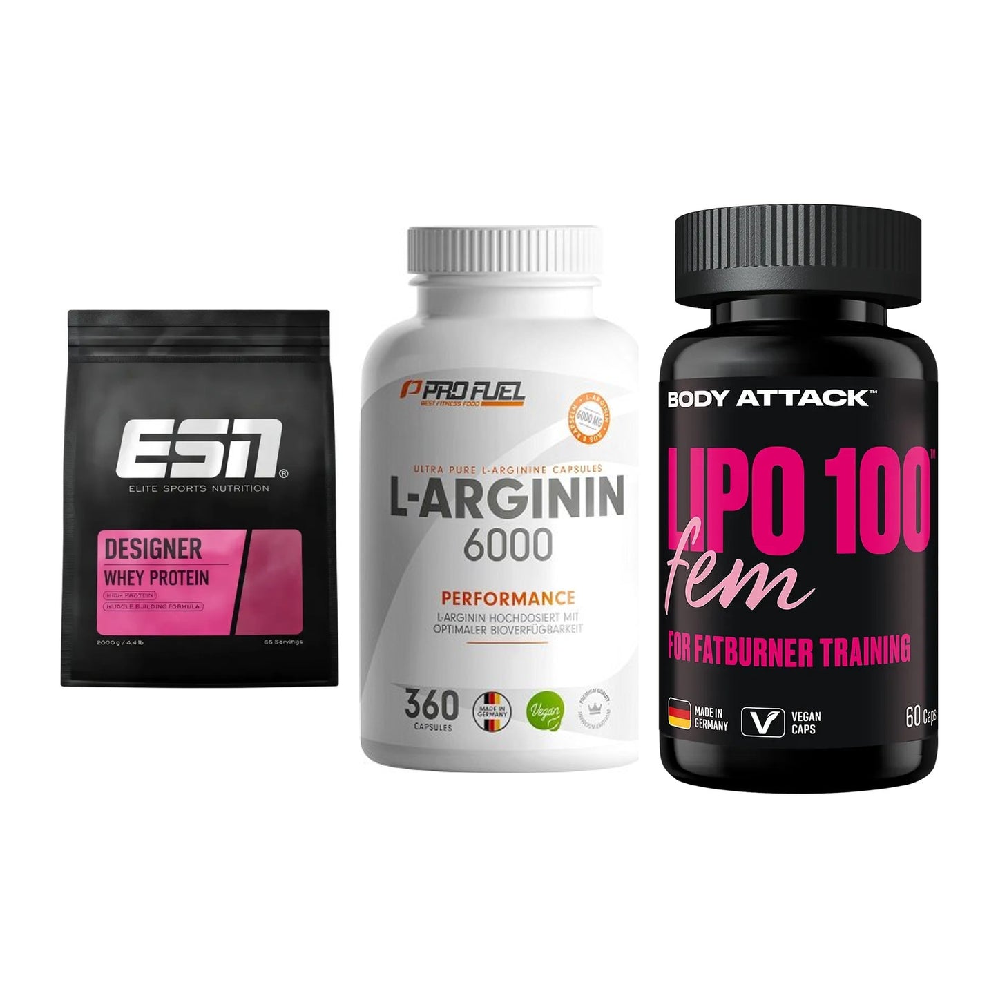 Definitionsphase-Set: ESN Designer + ProFuel L-Argi + Body Attack – alle enthaltenen Artikel
