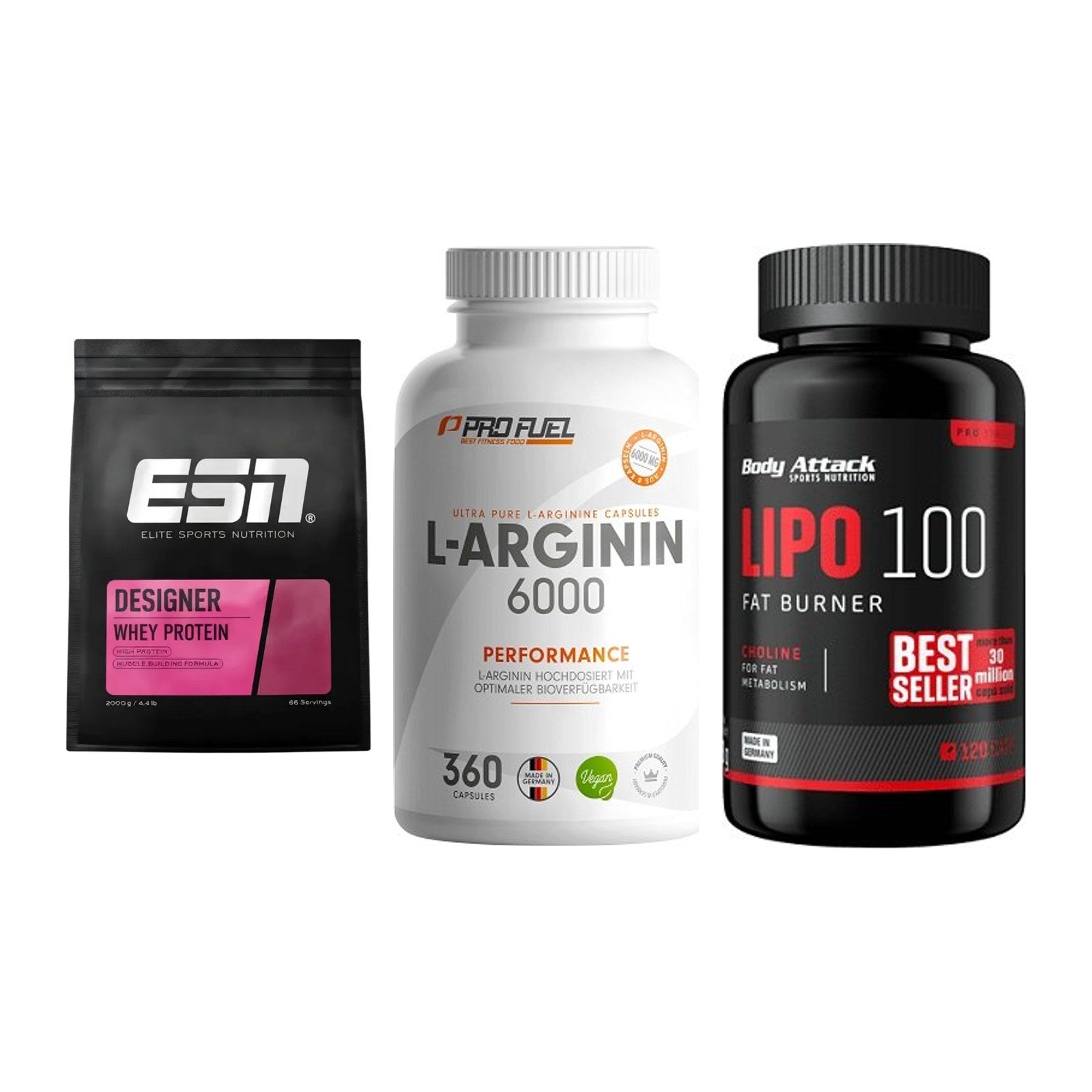 Definitionsphase-Set: ESN Designer + ProFuel L-Argi + Body Attack – alle enthaltenen Artikel
