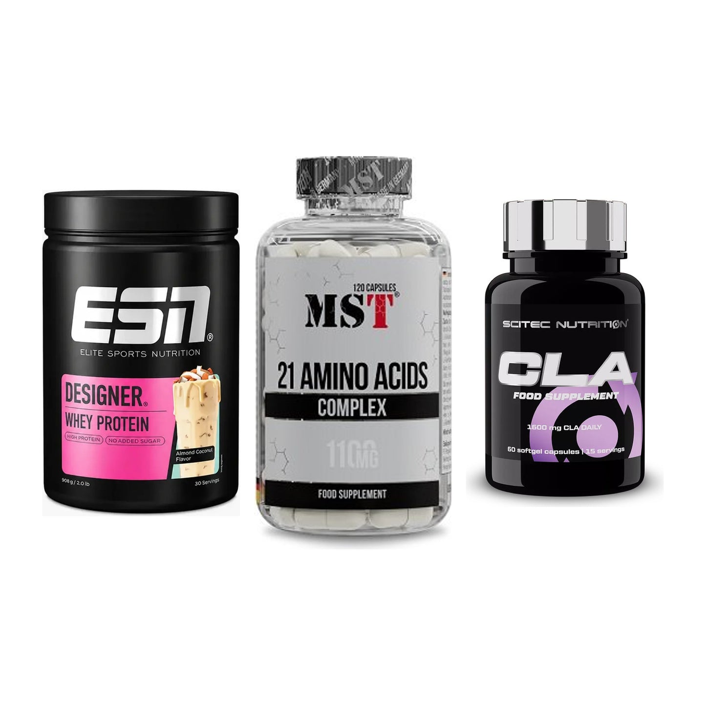 Definitionsphase-Set: ESN Designer + MST 21 Amino + Scitec CLA – alle enthaltenen Artikel