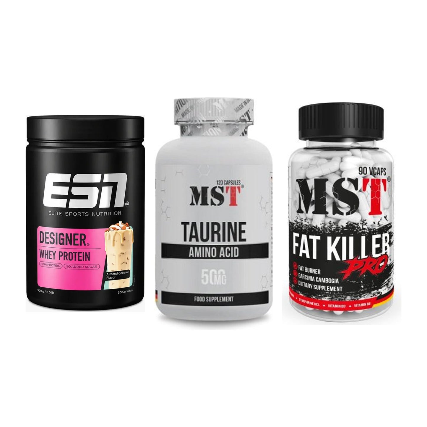 Definitionsphase-Set: ESN Designer Whey + MST Taurine + MST Fat Killer – alle enthaltenen Artikel
