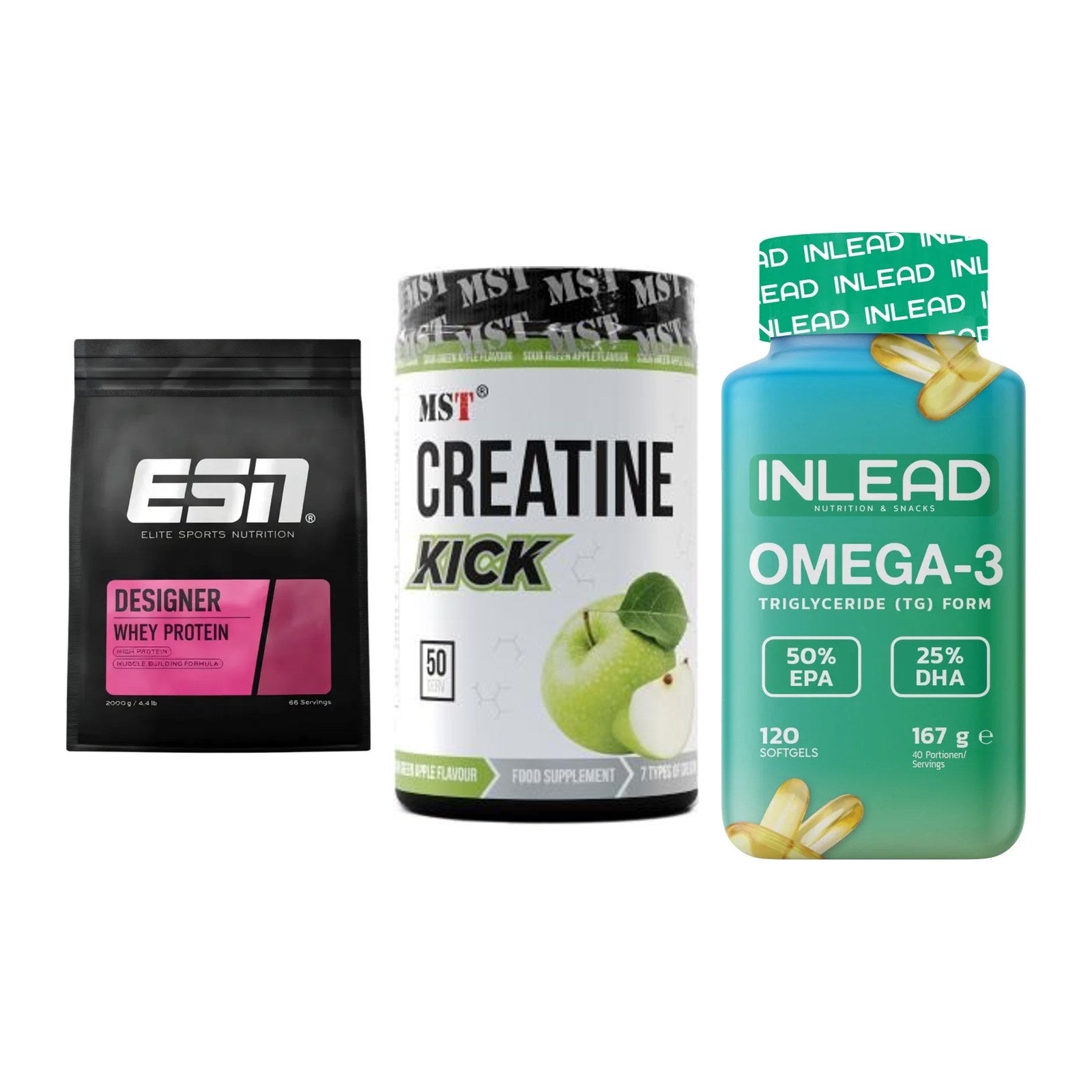 Definitionsphase-Set: ESN Designer + MST Creatine + INLEAD Omega-3 – alle enthaltenen Artikel