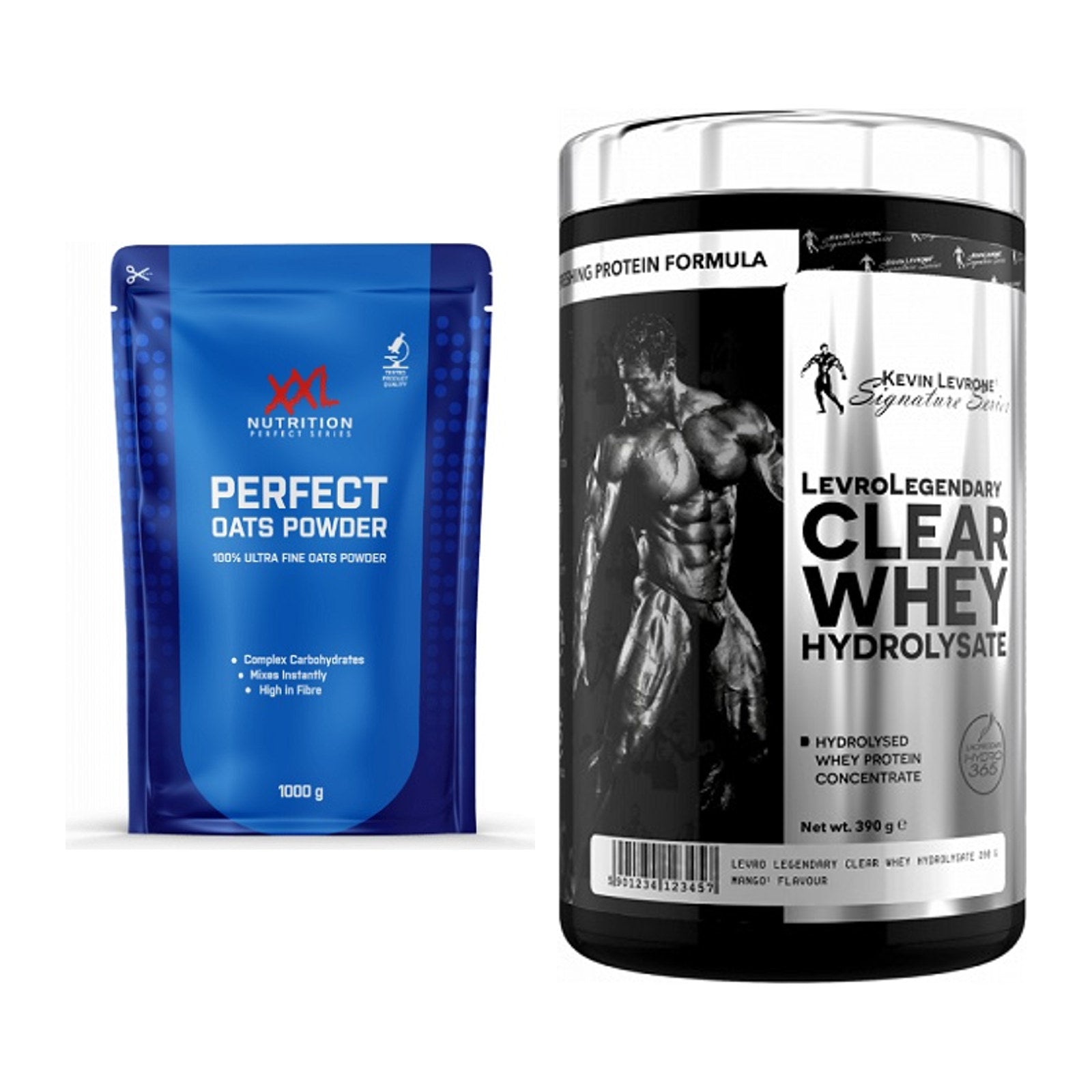 Diät-Duo: XXL Nutrition Perfect Oats Powder + Kevin Levrone Clear Whey – alle enthaltenen Artikel