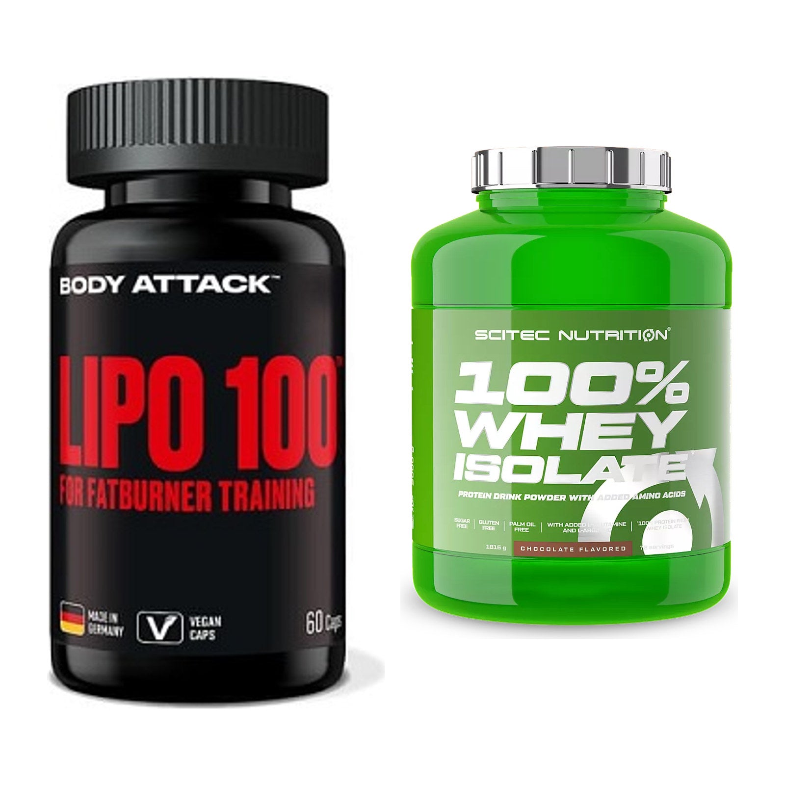 Diät-Duo: Body Attack Lipo 100 + Scitec Whey Isolate – alle enthaltenen Artikel