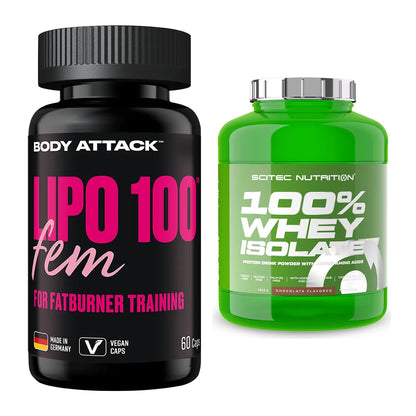 Diät-Duo: Body Attack Lipo 100 Fem + Scitec Whey Isolate – alle enthaltenen Artikel