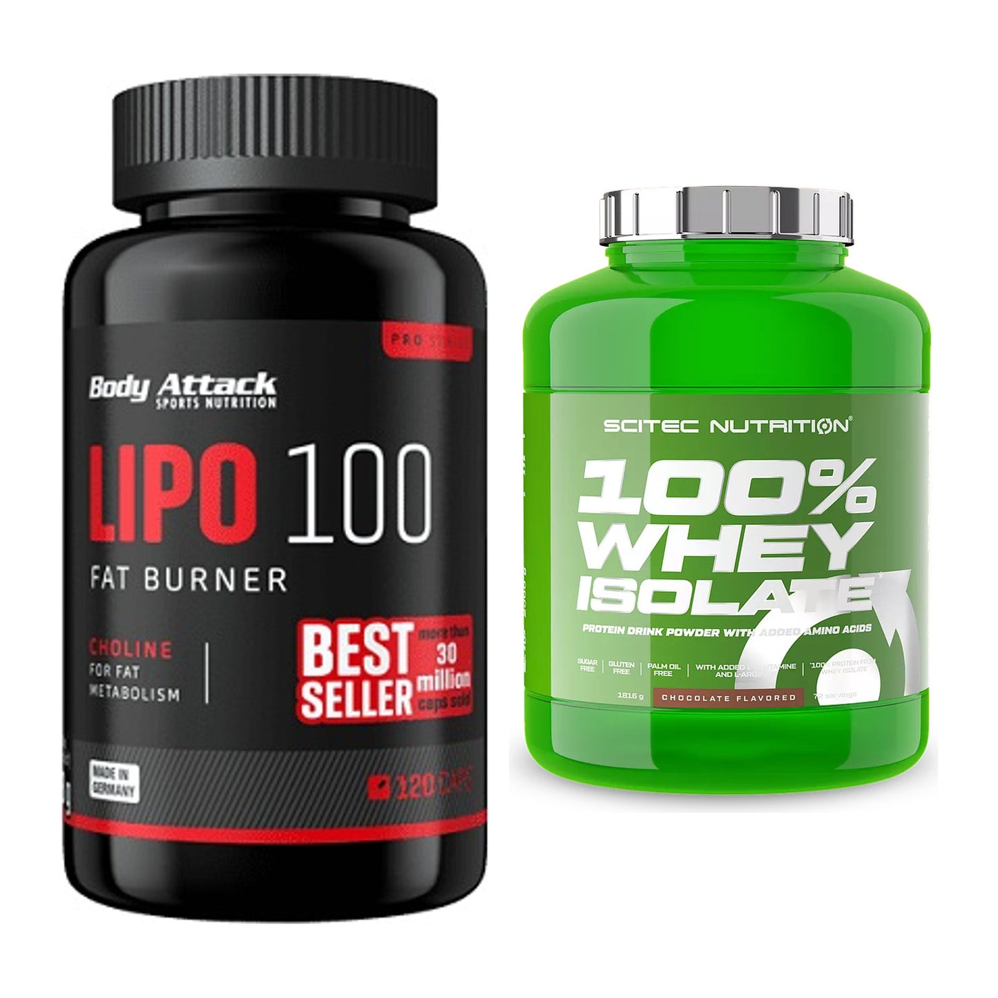 Diät-Duo: Body Attack Lipo 100 (120 Kapsel) + Scitec Whey Isolate – alle enthaltenen Artikel
