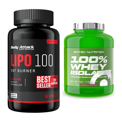 Diät-Duo: Body Attack Lipo 100 (120 Kapsel) + Scitec Whey Isolate – alle enthaltenen Artikel