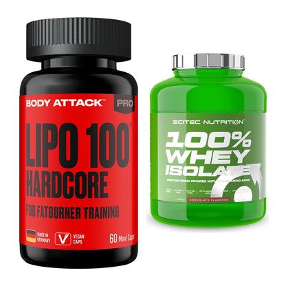 Diät-Duo: Body Attack LIPO 100-HARDCORE + Scitec Whey Isolate – alle enthaltenen Artikel