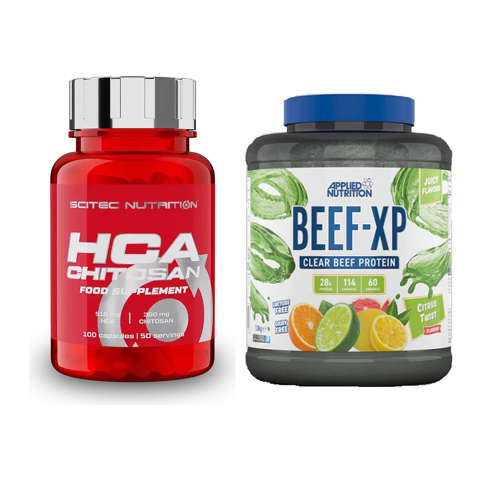 Diät-Duo: Scitec HCA-Chitosan + Applied Nutrition Clear Beef XP – alle enthaltenen Artikel