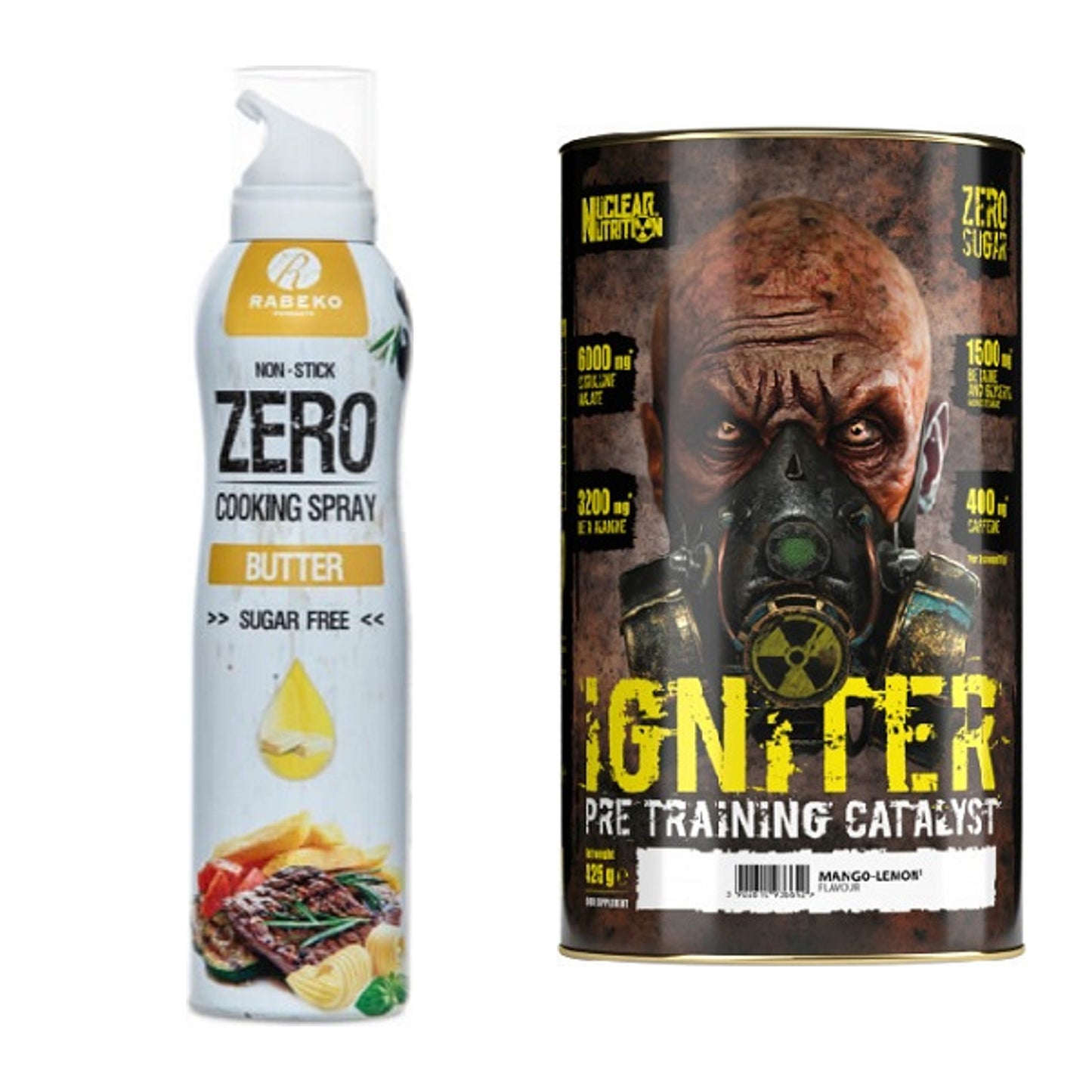 Diät-Duo: Rabeko Zero Cooking Spray + Nuclear Nutrition IGNITER – alle enthaltenen Artikel