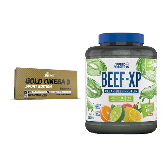 Diät-Duo: Olimp Omega 3 Sport Edition + Applied Nutrition Clear Beef – alle enthaltenen Artikel