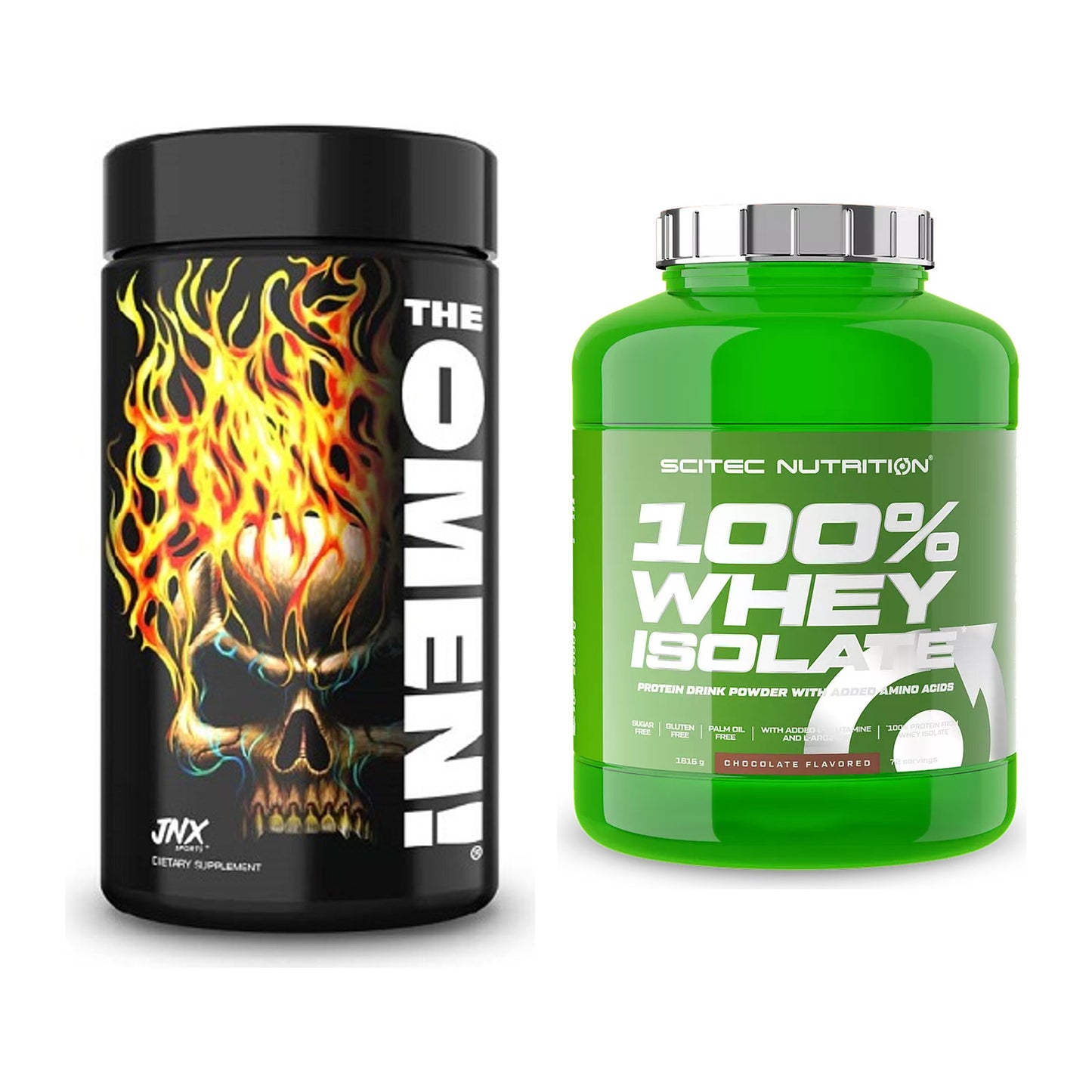 Diät-Duo: JNX Sports The Omen! 100 Kaps. + Scitec Whey Isolate – alle enthaltenen Artikel