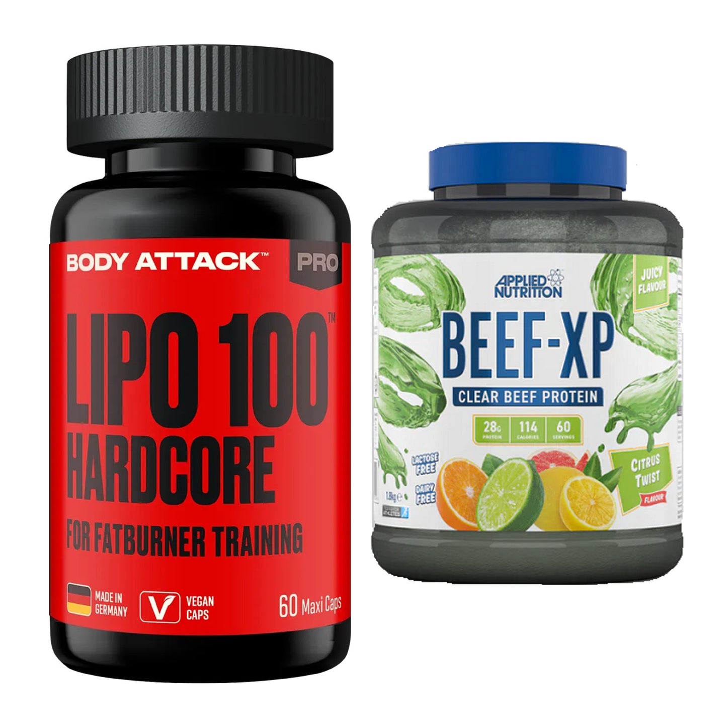 Diät-Duo: Body Attack LIPO + Applied Nutrition Clear Beef – alle enthaltenen Artikel