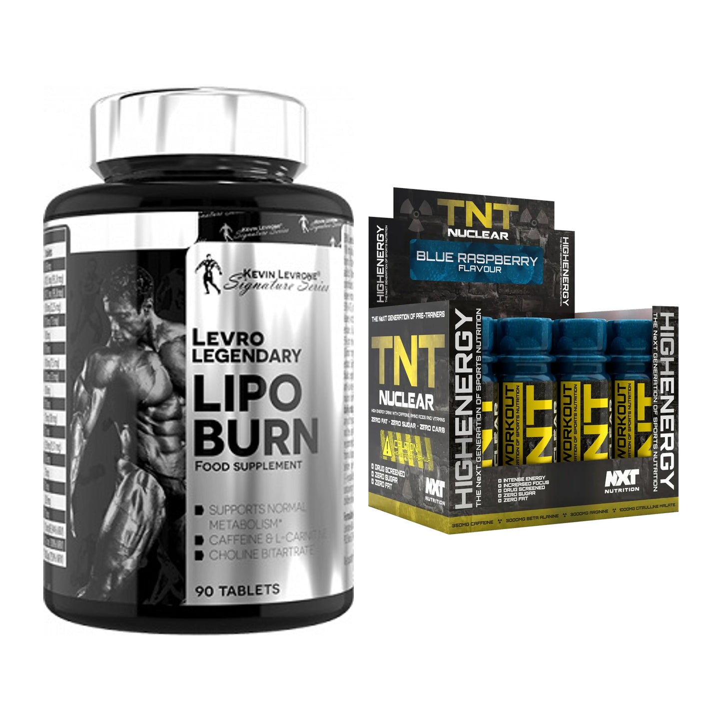 Diät-Duo: Kevin Levrone Lipo Burn + NXT Nutrition TNT Nuclear Shots – alle enthaltenen Artikel