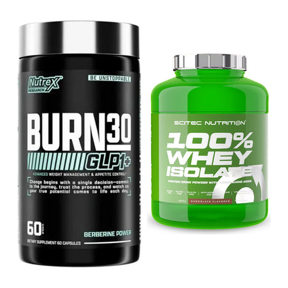 Diät-Duo: Nutrex Burn 30 GLP1+ Control + Scitec Whey Isolate – alle enthaltenen Artikel
