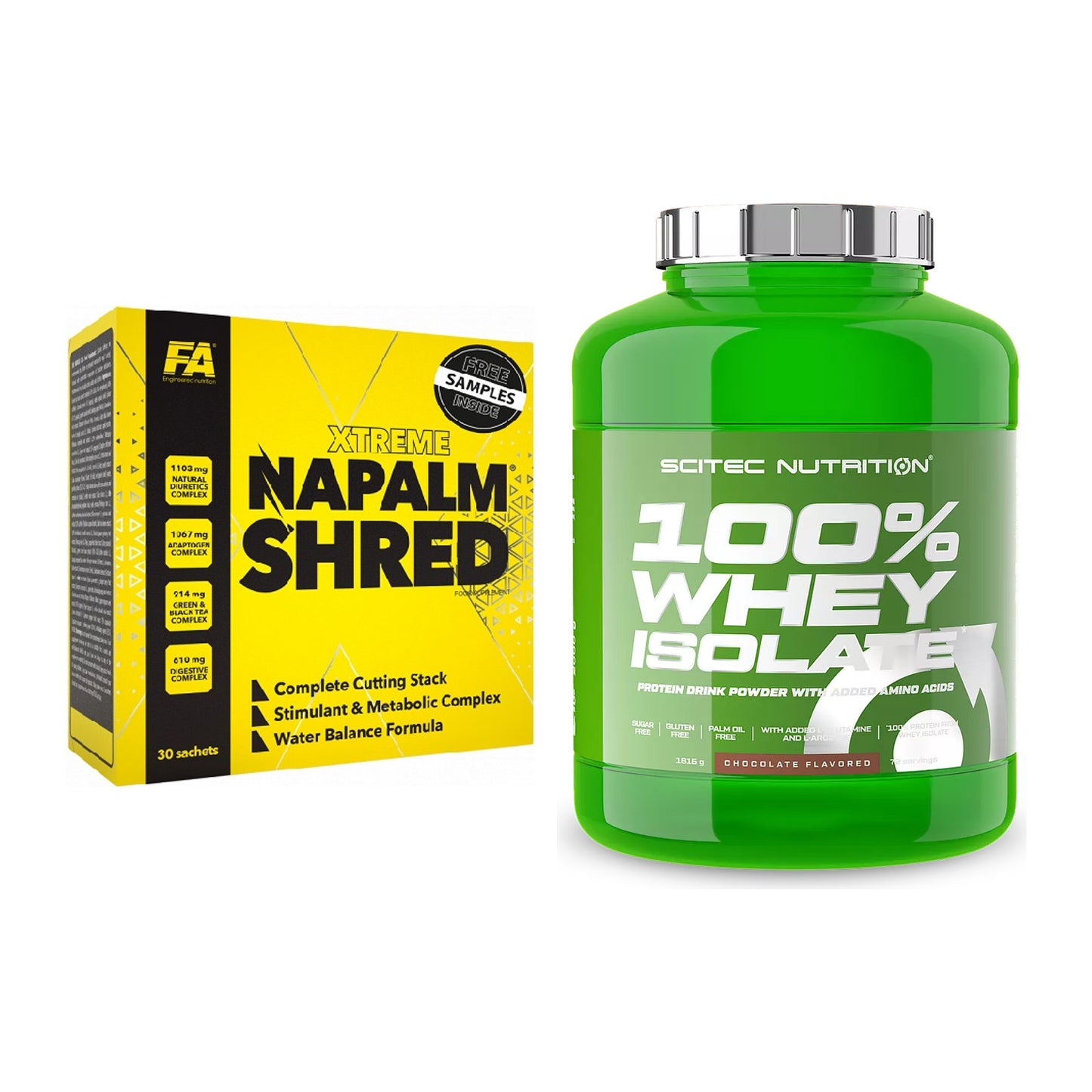 Diät-Duo: FA Nutrition NAPALM Shred + Scitec Whey Isolate – alle enthaltenen Artikel