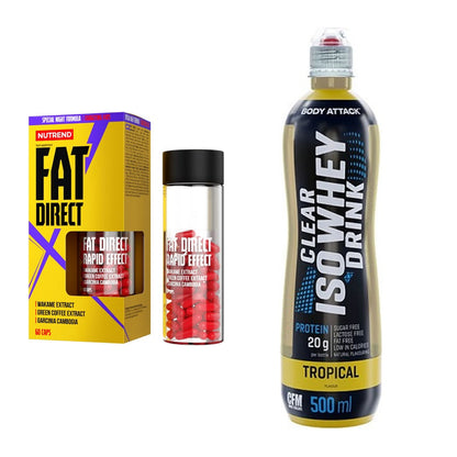 Diät-Duo: Nutrend Fat Direct + Body Attack Clear Iso Whey Drink – alle enthaltenen Artikel