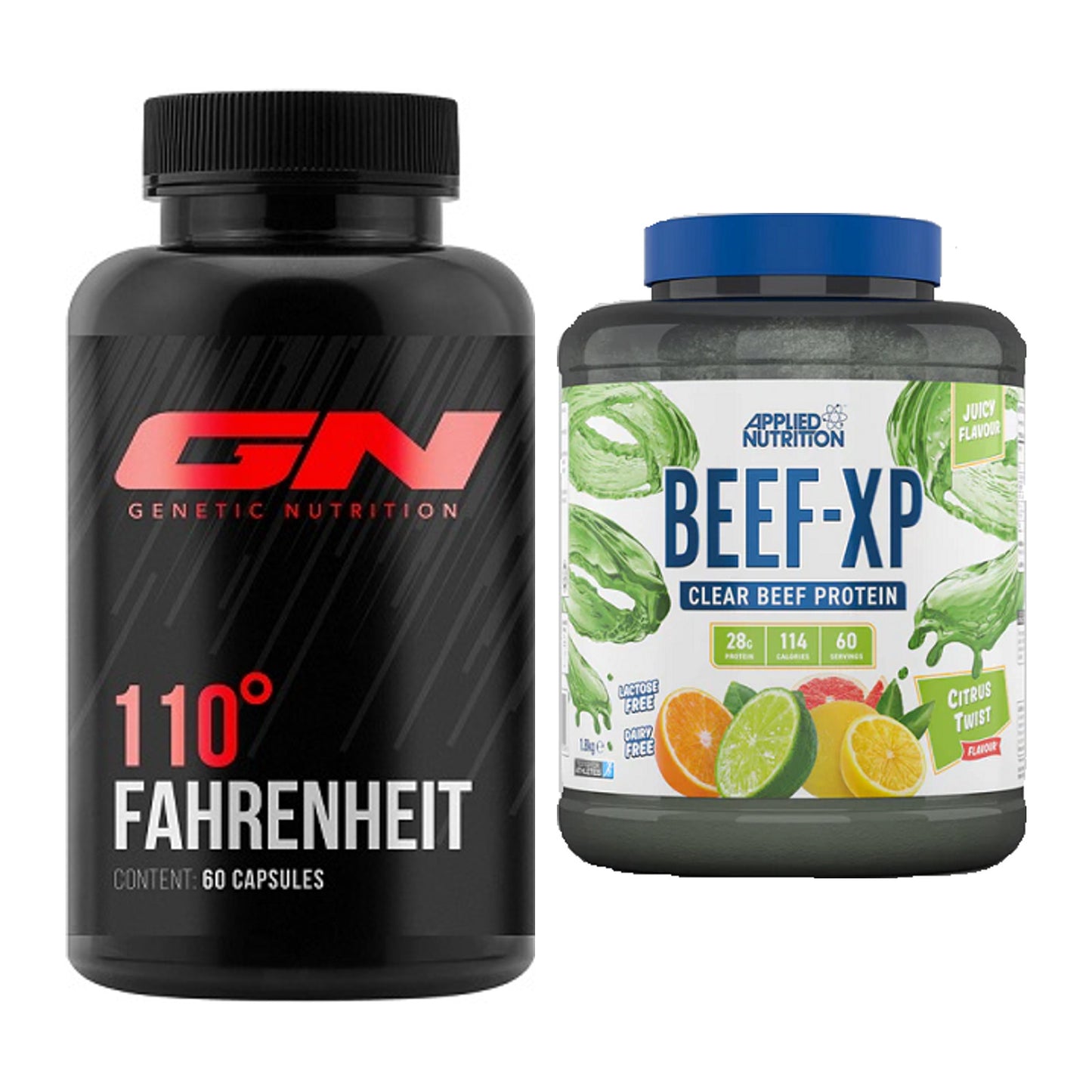 Diät-Duo: GN 110 Fahrenheit Burner + Applied Nutrition Clear Beef XP – alle enthaltenen Artikel