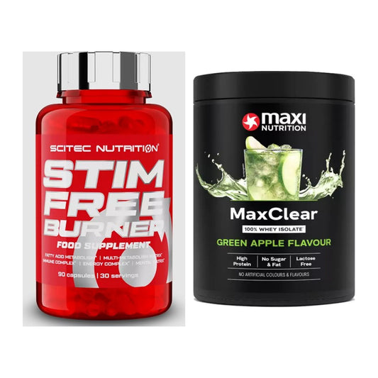 Diät-Duo: Scitec Stim Free Burner + MaxiNutrition MaxClear 100% Clear – alle enthaltenen Artikel
