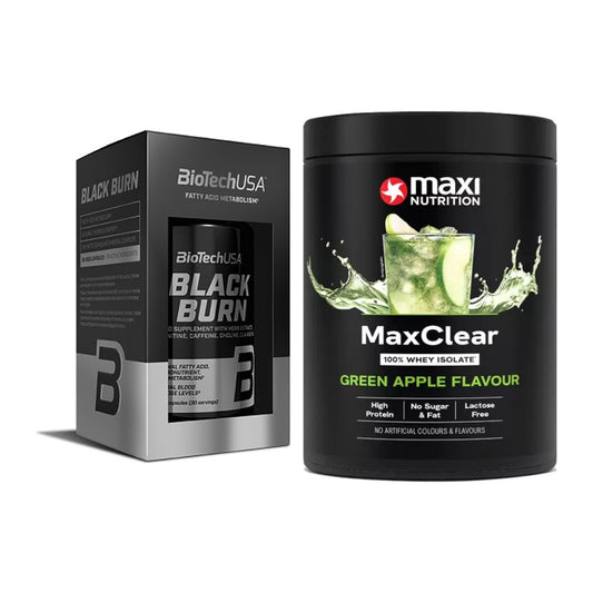 Diät-Duo: BioTech Black Burn + MaxiNutrition MaxClear 100% Clear – alle enthaltenen Artikel
