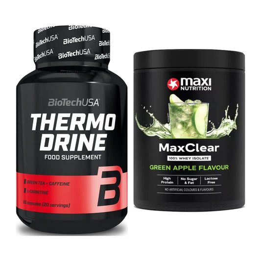 Diät-Duo: BioTech Thermo Drine + MaxiNutrition MaxClear 100% Clear – alle enthaltenen Artikel