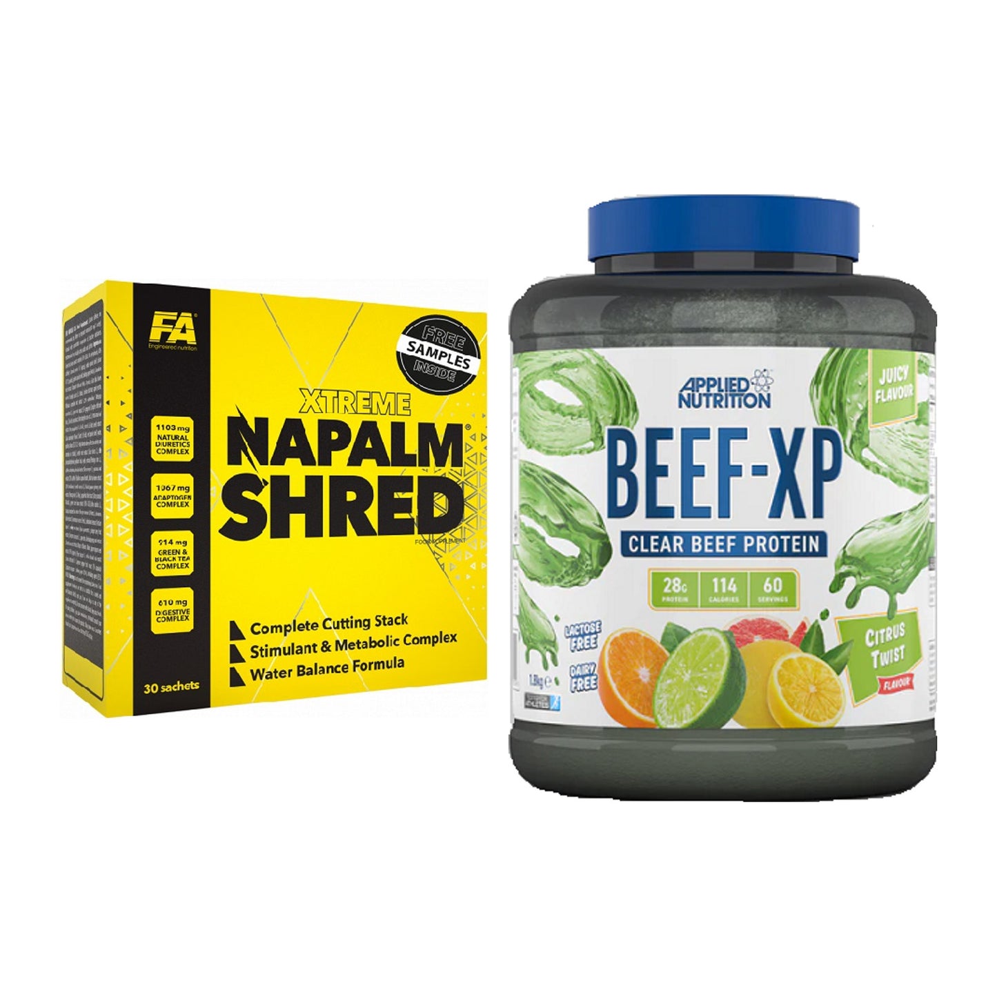 Diät-Duo: FA Nutrition NAPALM Shred + Applied Nutrition Clear Beef XP – alle enthaltenen Artikel