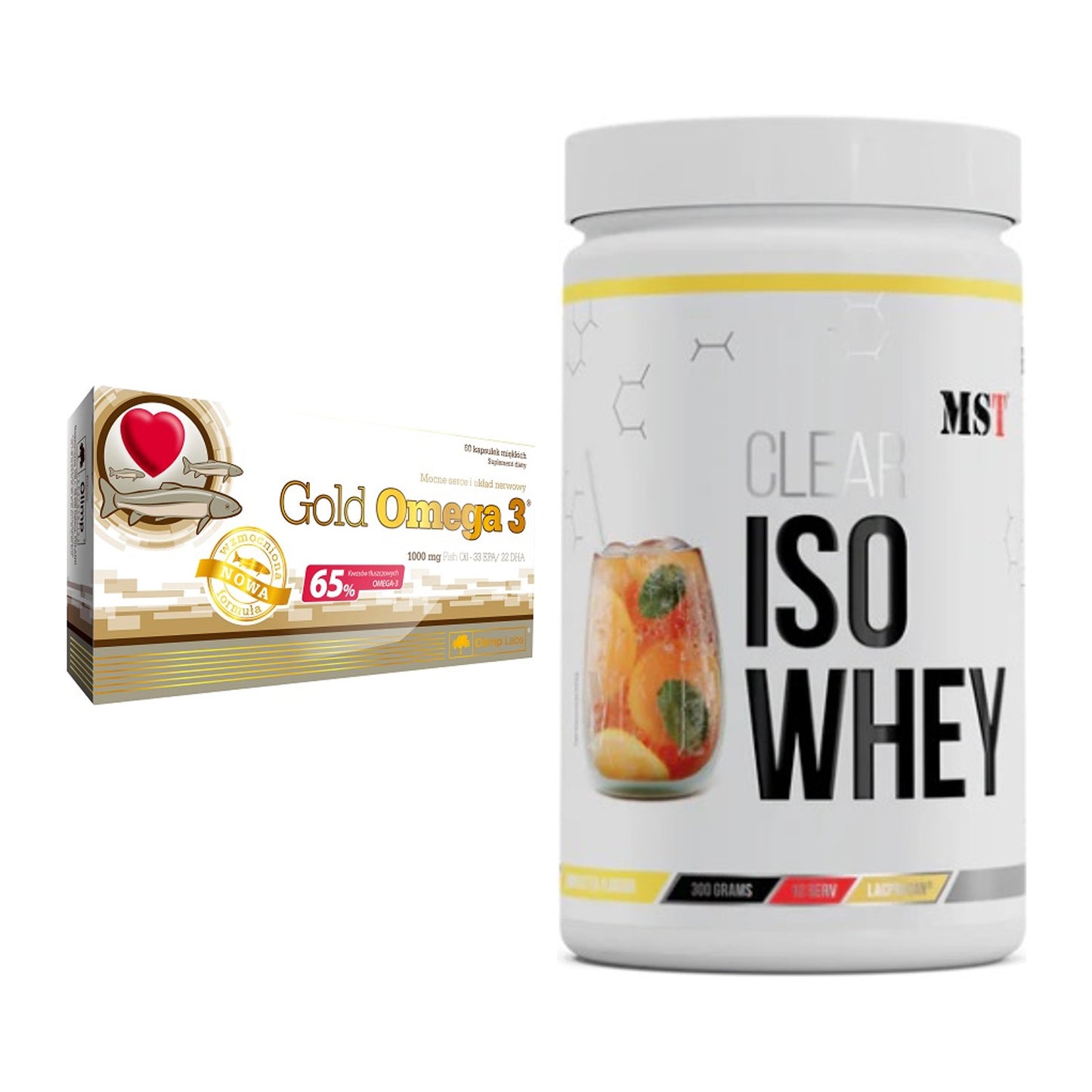 Diät-Duo: Olimp Omega 3 Gold Edition + MST Iso Clear – alle enthaltenen Artikel