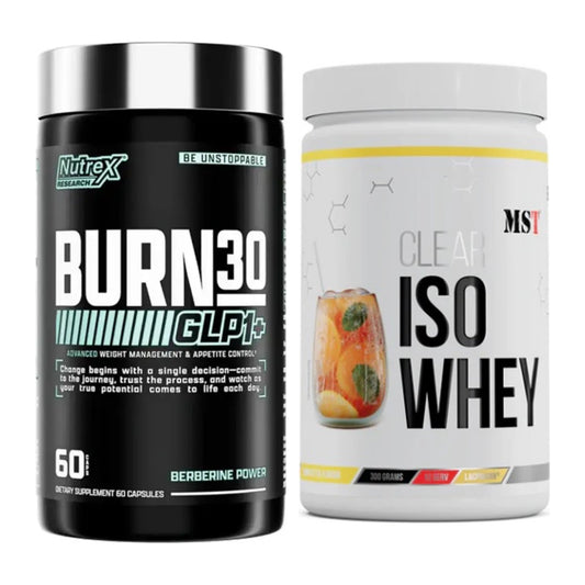Diät-Duo: Nutrex Burn 30 GLP1+ Control + MST Iso Clear – alle enthaltenen Artikel