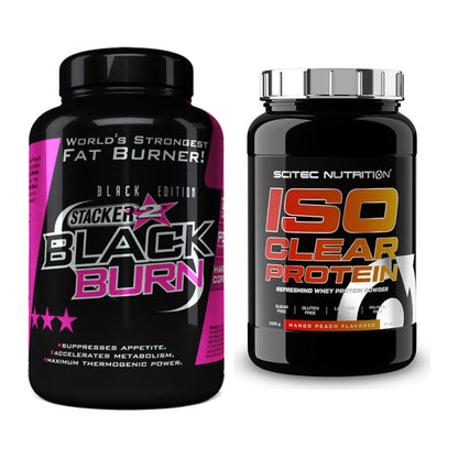 Diät-Duo: Stacker2 Black Burn Fatburner + Scitec IsoClear Protein – alle enthaltenen Artikel