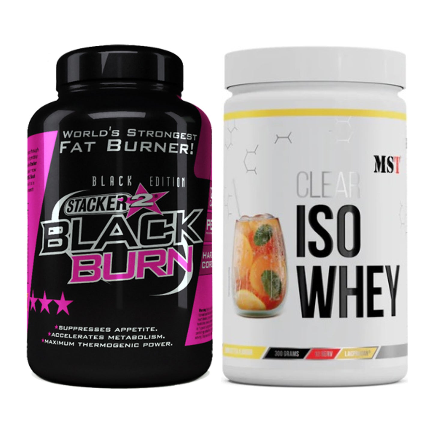 Diät-Duo: Stacker2 Black Burn Fatburner + MST Iso Clear – alle enthaltenen Artikel