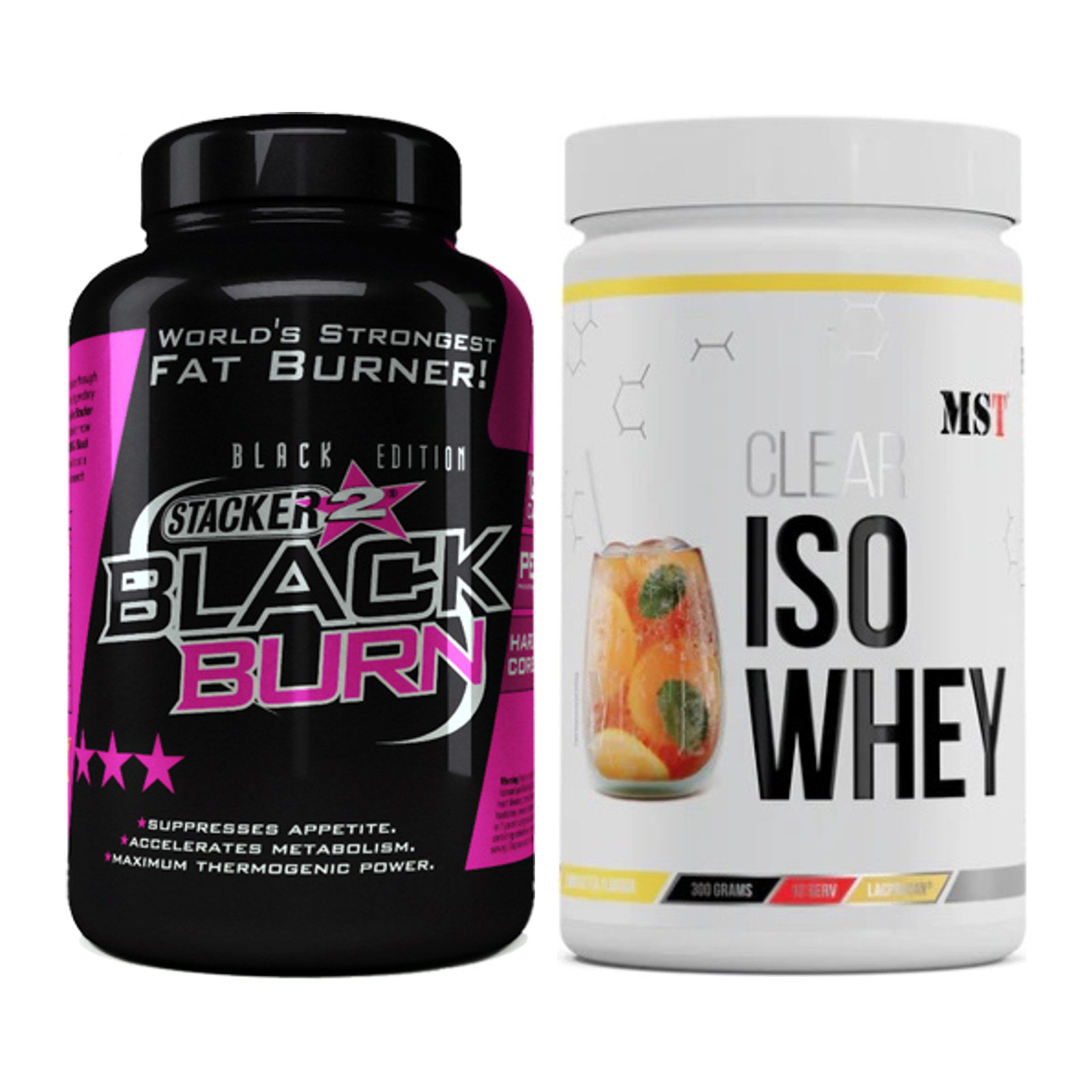 Diät-Duo: Stacker2 Black Burn Fatburner + MST Iso Clear – alle enthaltenen Artikel