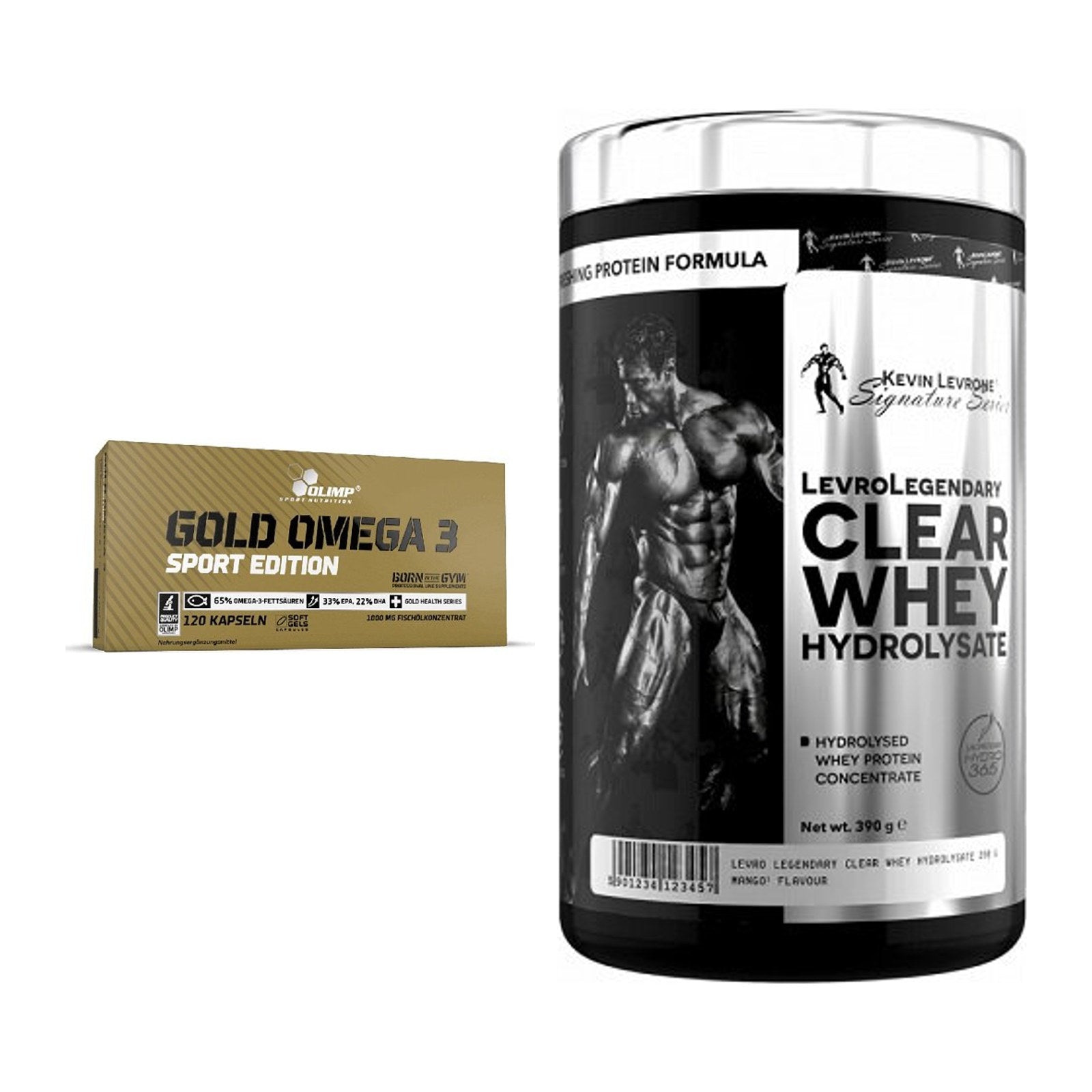Diät-Duo: Olimp Omega 3 Sport Edition + Kevin Levrone Clear Whey – alle enthaltenen Artikel