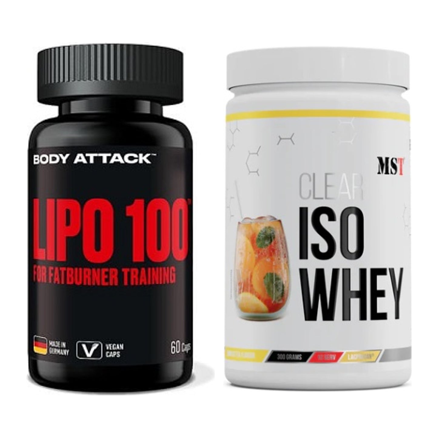 Diät-Duo: Body Attack Lipo 100 + MST Iso Clear – alle enthaltenen Artikel