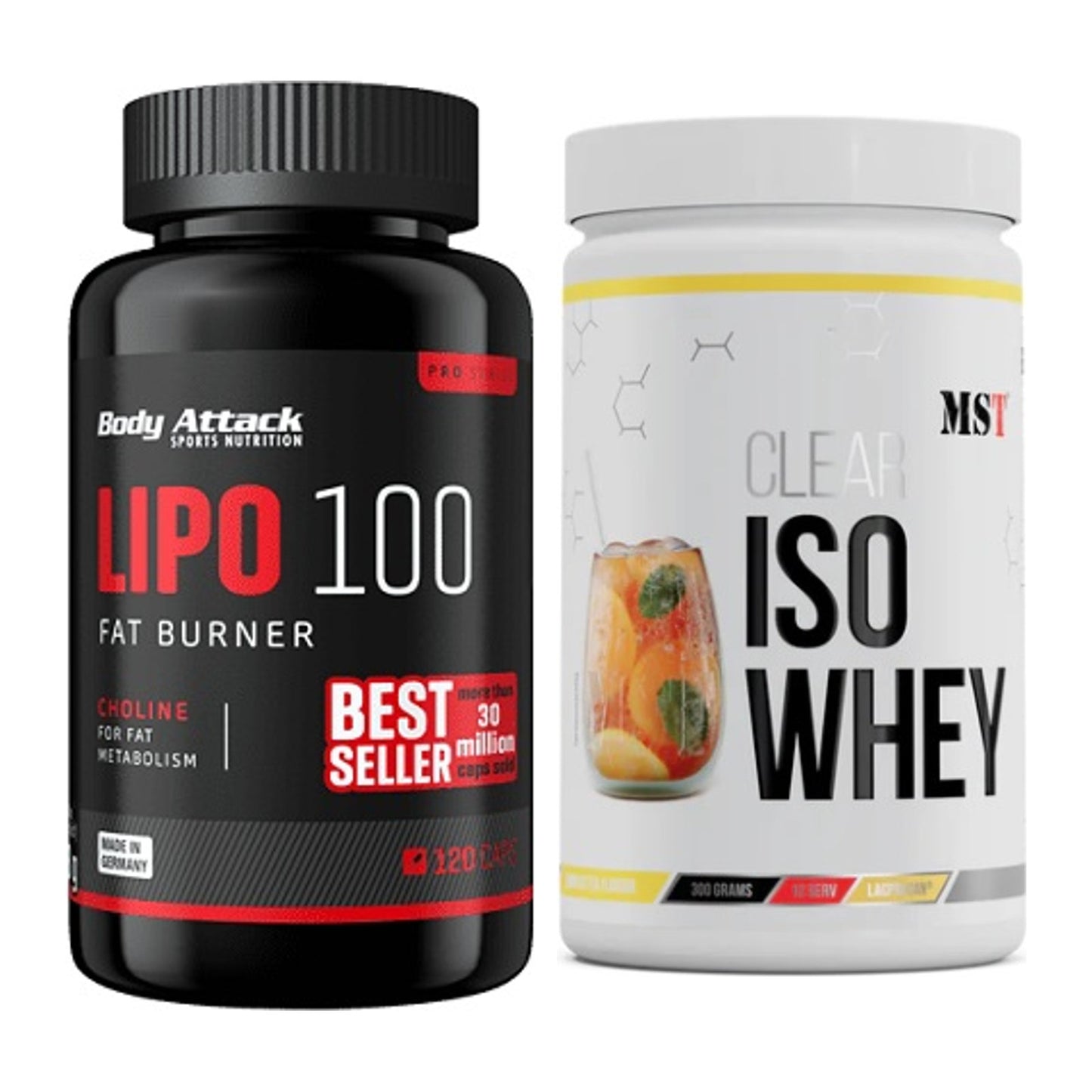 Diät-Duo: Body Attack Lipo 100 (120 Kapsel) + MST Iso Clear – alle enthaltenen Artikel