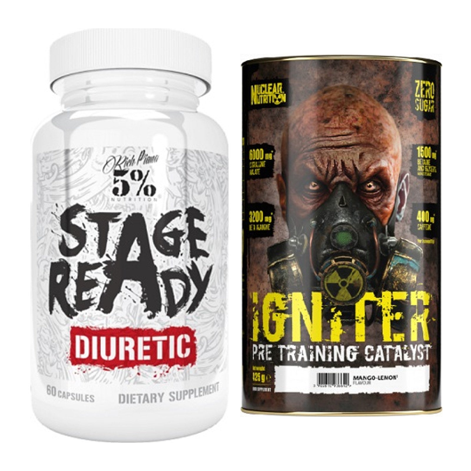 Diät-Duo: 5% Nutrition Stage Ready + Nuclear Nutrition IGNITER – alle enthaltenen Artikel