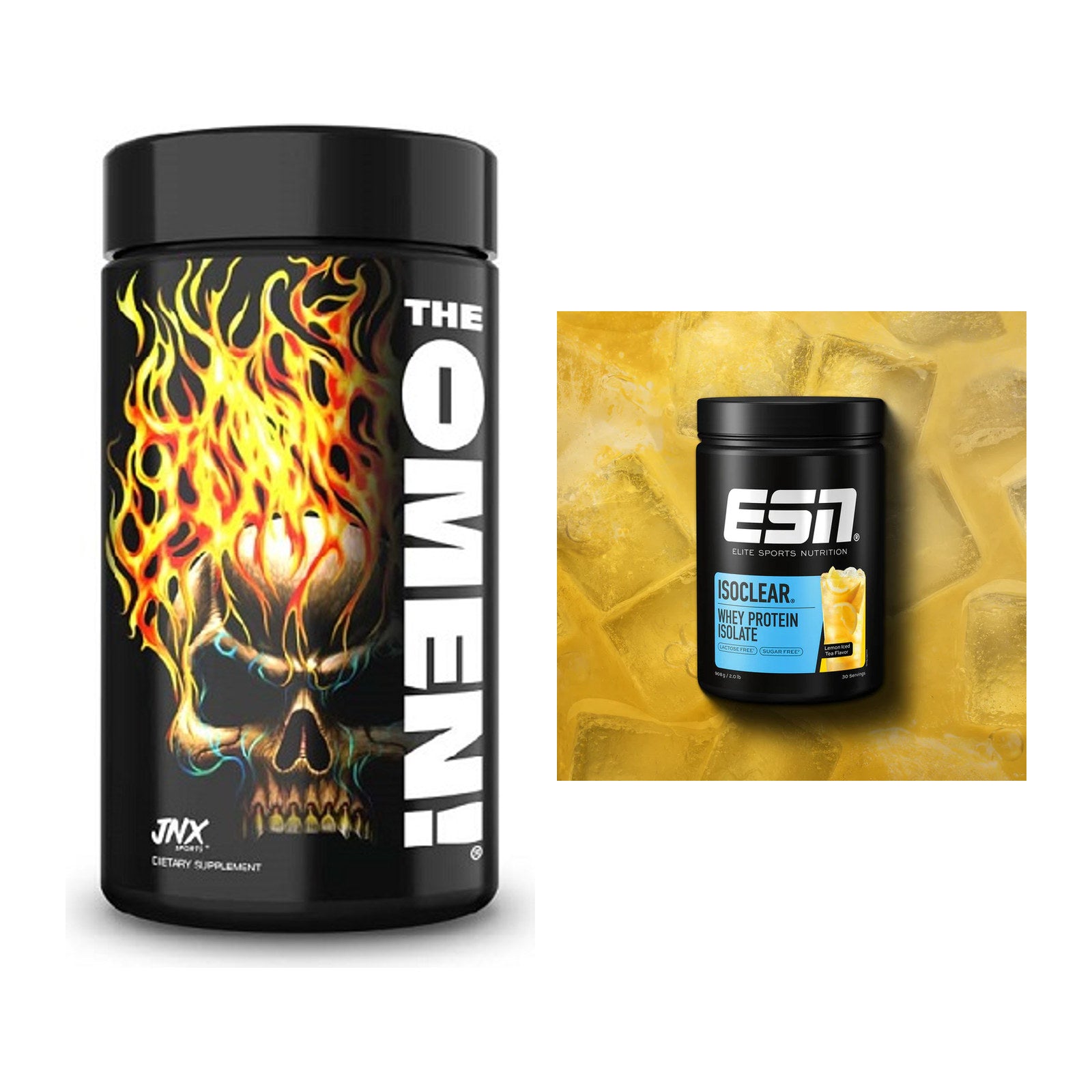 Diät-Duo: JNX Sports The Omen! 100 Kaps. + ESN ISOCLEAR Whey Isolate – alle enthaltenen Artikel