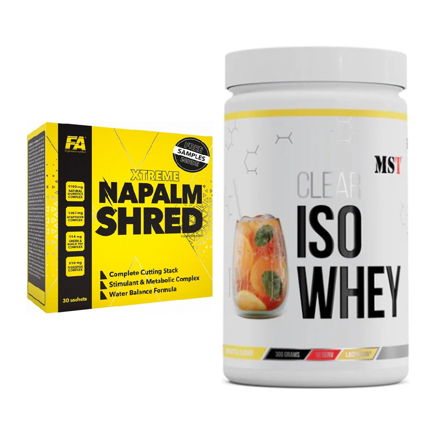 Diät-Duo: FA Nutrition NAPALM Shred + MST Iso Clear – alle enthaltenen Artikel