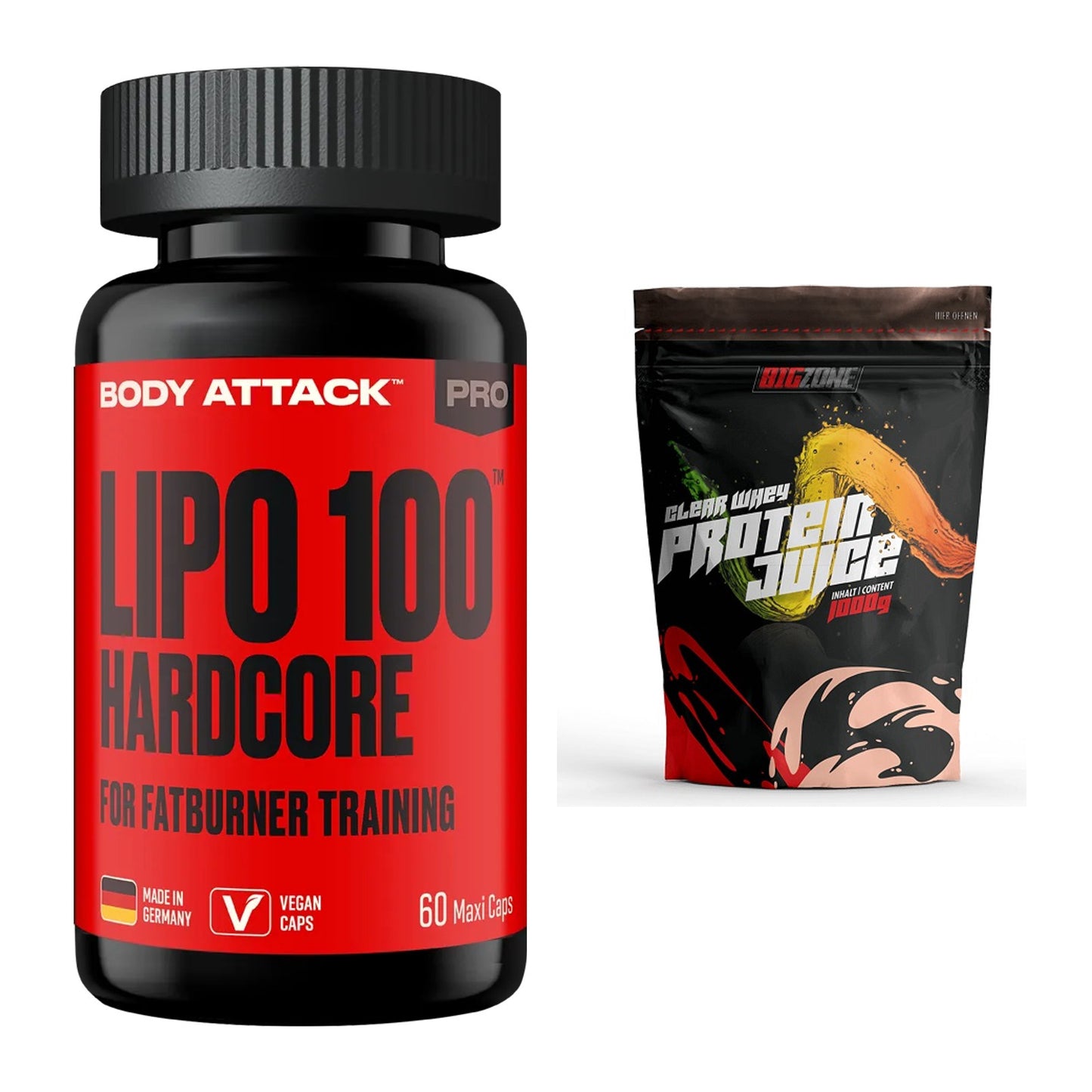 Diät-Duo: Body Attack LIPO + Big Zone Clear Whey Protein – alle enthaltenen Artikel