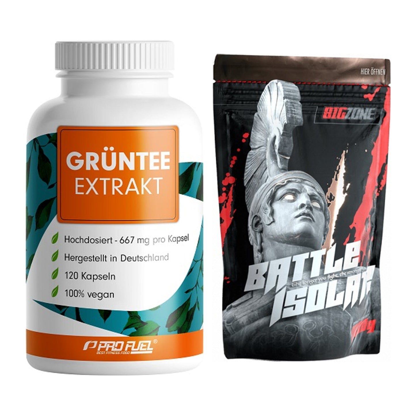 Diät-Duo: ProFuel Grüntee Extrakt + Big Zone Battle Isolate – alle enthaltenen Artikel