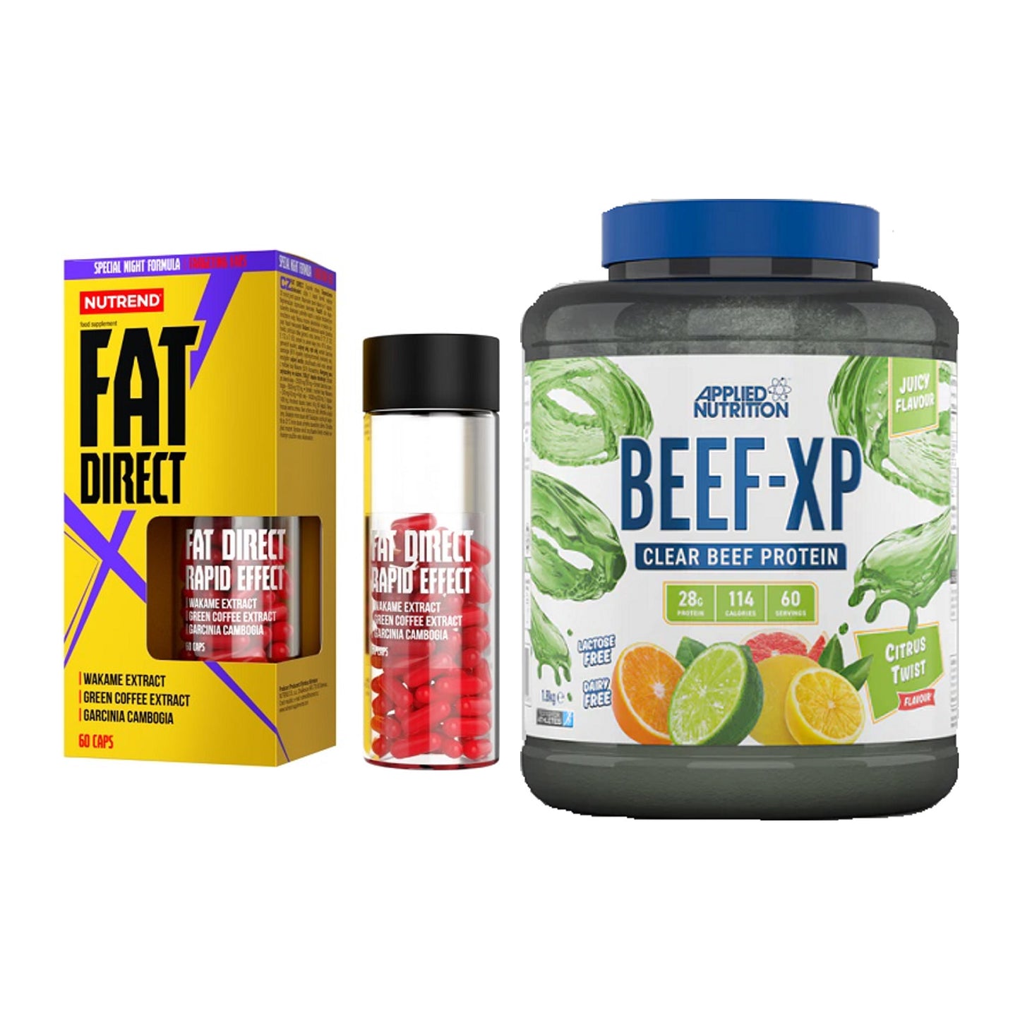 Diät-Duo: Nutrend Fat Direct + Applied Nutrition Clear Beef XP – alle enthaltenen Artikel